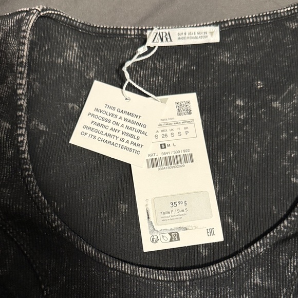 Zara Black Wash Long Sleeve Bodysuit - Picture 3 of 4